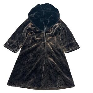 Vantata Italy Fur Mink Coat Black And Brown Women M
